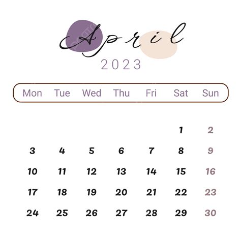 Aesthetic April 2023 Calendar With Purple Blobs April 2023 April Calendar 2023 Kalender April