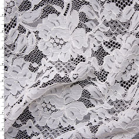Cali Fabrics White Floral Corded Lace Fabric By The Yard