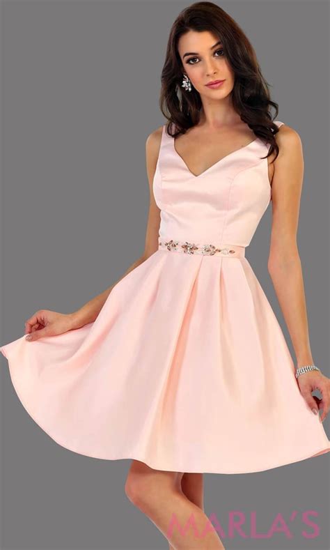 May Queen Mq1477 V Neck Dress Grade 8 Grad Dresses Light Pink Dress Short Pink Dress Short