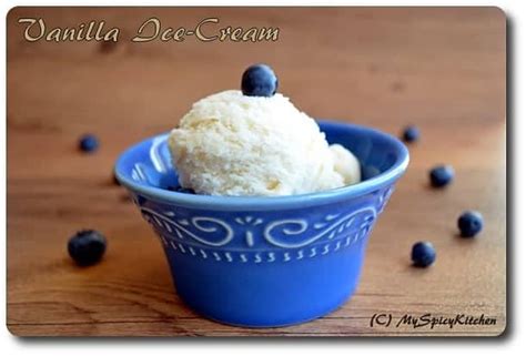 If you love frozen desserts, ice cream, sherbets and sorbets aren't difficult to make at home. Low Fat Blueberry & Vanilla Ice-Creams - MySpicyKitchen