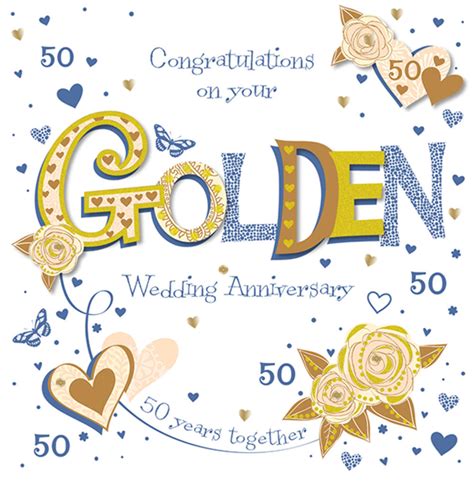 Whilst an actual wedding is an important milestone in the life of any couple, bringing friends and family together in celebration, a wedding anniversary is the ideal opportunity to commemorate the love two people still feel for each other, whatever the ups and downs of married life. Handmade Golden 50th Wedding Anniversary Greeting Card | Cards | Love Kates
