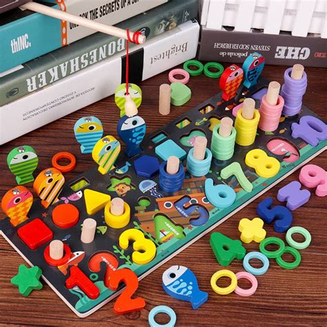 Wooden Number Puzzle Match Board Math Game Early Learning Toys Color Shape Sorting Number
