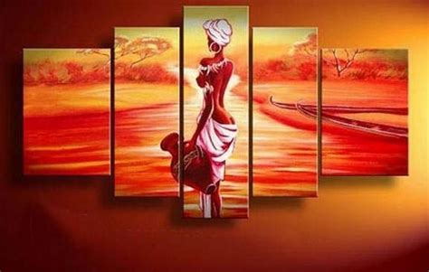 African Girl Sunset Painting Canvas Painting African