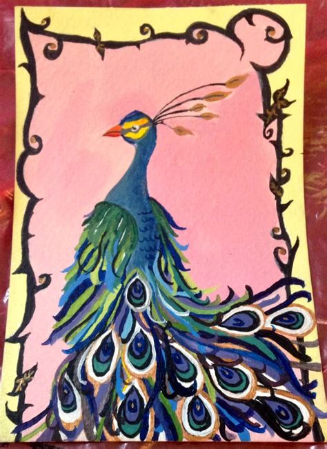 Art Deco Inspired Peacock Acrylic Painting Produced By Me Peacock