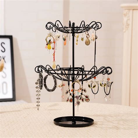 1 Pc Tree Iron 2 Tier Antique Hanging Jewelry Display Holder Rack Tower