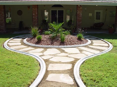 Palm Trees Flagstone And Additional Tropical Feel Cacti