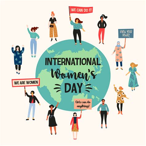 Internationaler Frauentag Vector Illustration mit verschiedenen Nationalitäten und Kulturen der