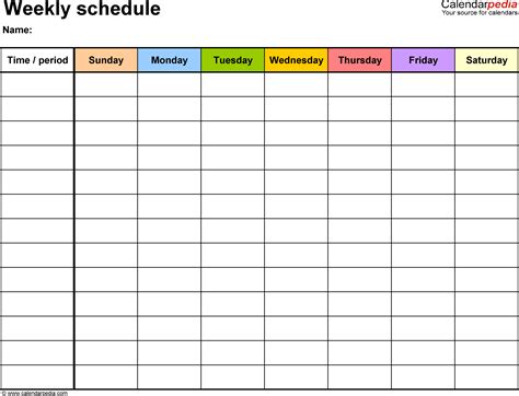 Blank Activity Calendar Template