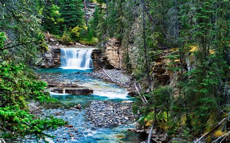 Download Wallpapers Waterfall Mountain River Mountain Landscape