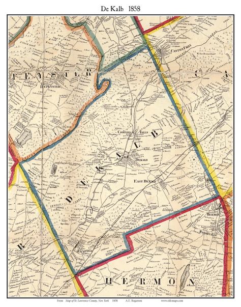 De Kalb New York 1858 Old Town Map Custom Print St Lawrence Co