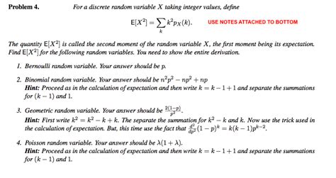 Solved Problem For A Discrete Random Variable X Taking Chegg