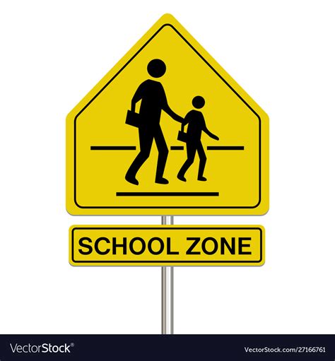 School Zone Sign On A White Background Royalty Free Vector