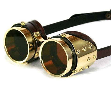 steampunk goggles brown leather polished brass plated steampunk goggles leather women