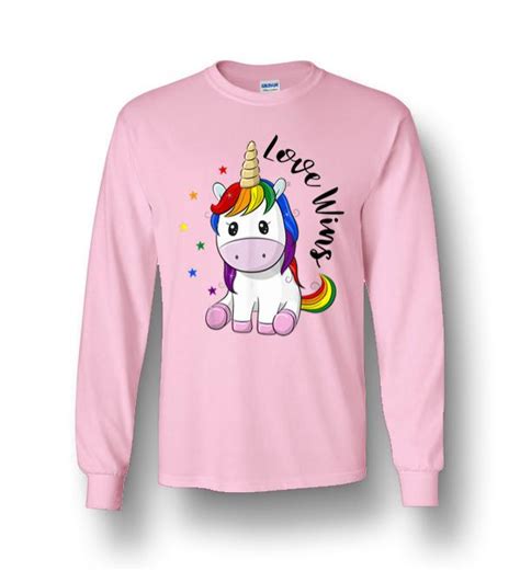 Love Wins Lgbt Gay Lesbian Pride Month Rainbow Unicorn Long Sleeve T Shirt