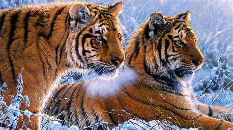 Tigers Oil Paint 4k Wallpaper Aiwallpapers