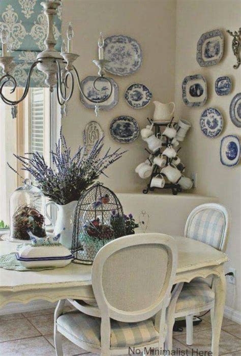 White And Blue French Country Dining Room French Country Kitchens