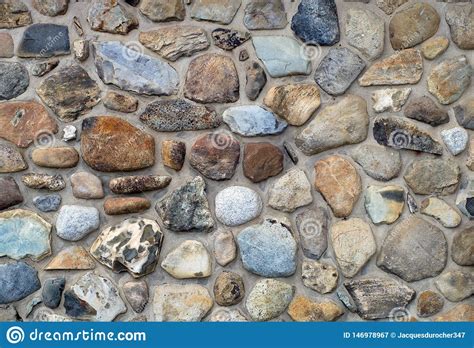 Rock Stone Fieldstone Wall Concrete Gray Surface Solid Natural Texture