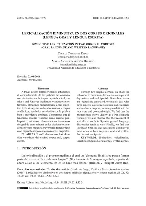 (PDF) Lexicalización diminutiva en dos corpus originales (lengua oral y ...