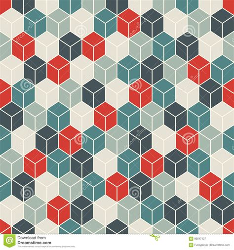 Repeated Retro Color Cubes Background Geometric Shapes Wallpaper