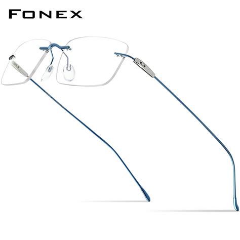 fonex titanium rimless glasses frame men 2023 square prescription frameless eyeglasses women