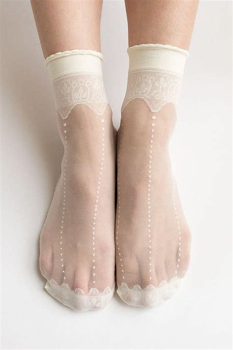 Hezwagarcia Sheer Crown Cover Lace Sheer Ivory Ankle Hosiery Ankle