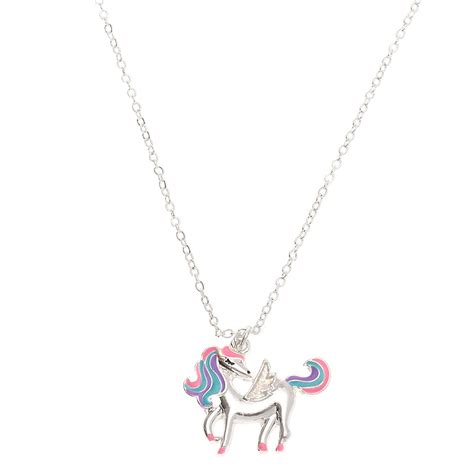 Silver Pegasus Pendant Necklace Claires Us