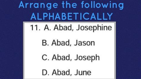 Rule Of Alphabetical Filing Arrange From Surname Then First Name