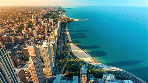 Time-lapse of the Chicago cityscape and Lake Michigan from high above Stock Video Footage ...