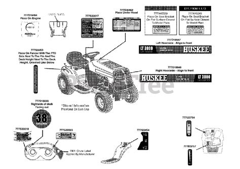 Huskee Lt 3800 13a276lf031 Huskee Lawn Tractor 2013 Label Map