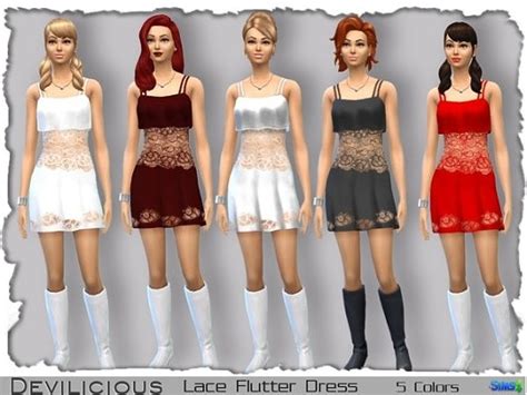 Lace Flutter Dress 5 In 1 By Devilicious At Tsr Sims 4 Updates