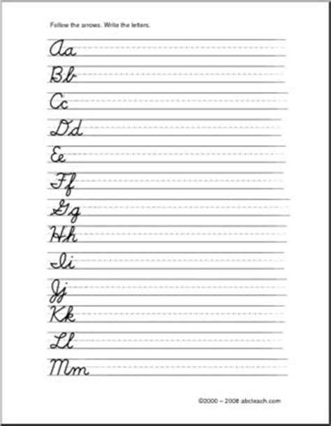 Why put upper case letters first? Cursive Alphabet - Letters - Handwriting Practice - Elementary Writing | abcteach