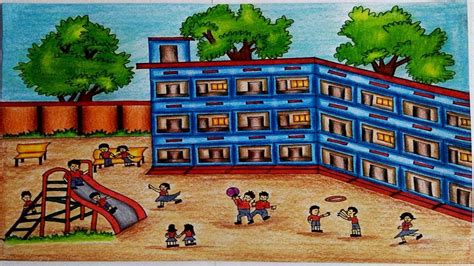 رسم مدرسة للاطفال شاهد افكار الاطفال في التعبير عن المدرسه بالرسم حلوه خيال