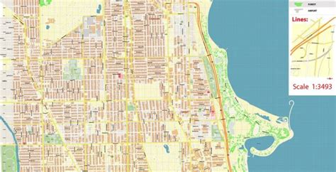 Lincoln Park Chicago Illinois Us Pdf City Vector Map Exact High