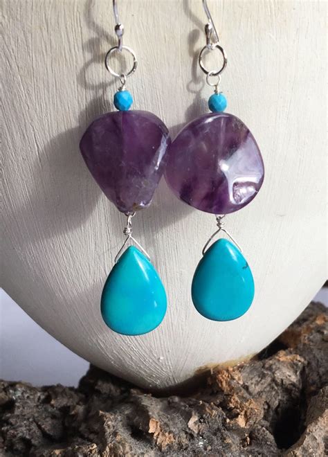 Amethyst And Turquoise Earrings Etsy Etsy Earrings Earrings Amethyst