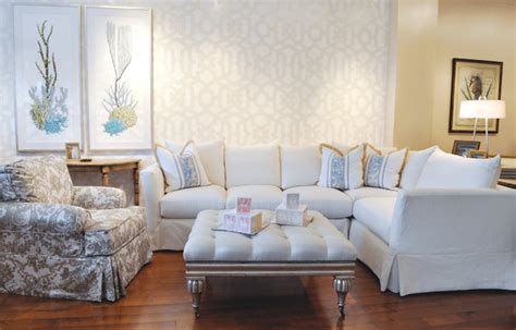 > patio chairs, swings & benches. Large White Slipcovered Sectional - Beach Style - Living ...