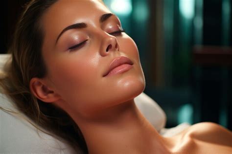 Premium Ai Image Beautiful Young Woman With Closed Eyes Lying On Massage Table In Spa Salon