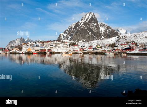 View Of Village Of Reine In Moskenes In Lofoten Islands In Norway In