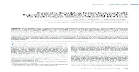 pdf chromatin remodeling factors isw2 and ino80 regulate · and