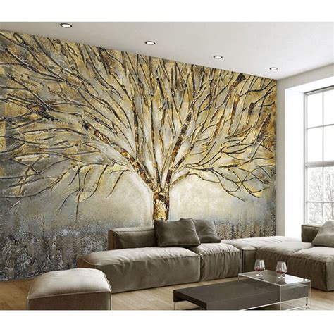 Home Decor Wall Papers 3d Embossed Tree Wall Painting Photo Wall Mural