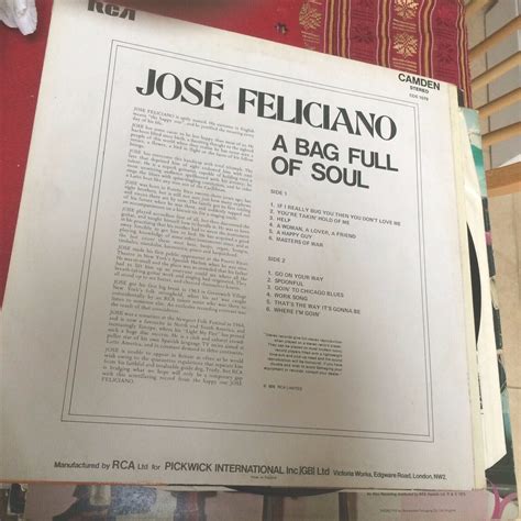 Jose Feliciano Bag Full Of Soul Original 1970 Vinyl Lp Camden Cds 1079