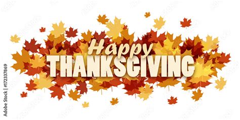 Happy Thanksgiving Banner With Autumn Leaves Stock Vector Adobe Stock