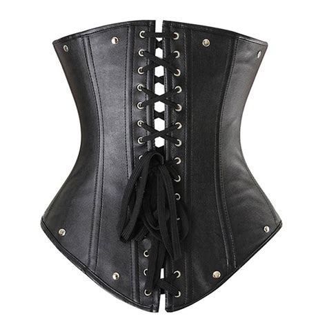 s xxl black red steampunk underbust corset gothic women faux leather corsets waist sexy vest