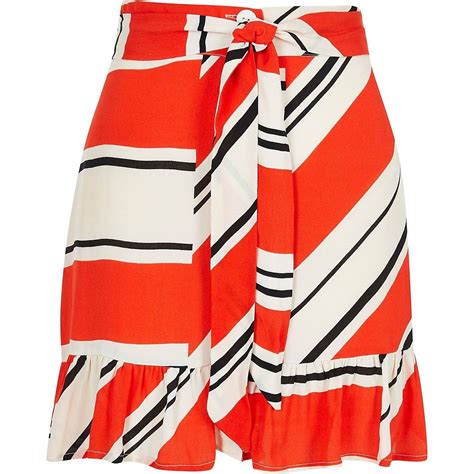 red stripe print tie waist mini skirt river island skirts mini skirts fashion