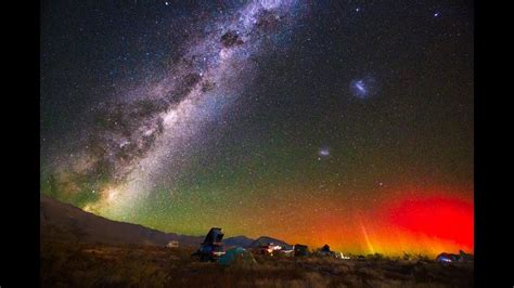 Milky Way And Aurora Australis Time Lapse Videos Over Campsites New