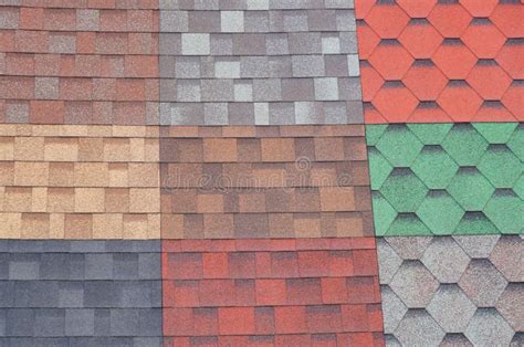 Soft Roof Tiles Different Colors Of Shingles Stock Photo Image Of