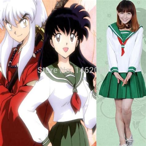 Anime Inuyasha Higurashi Kagome Cosplay Costume School Uniform With
