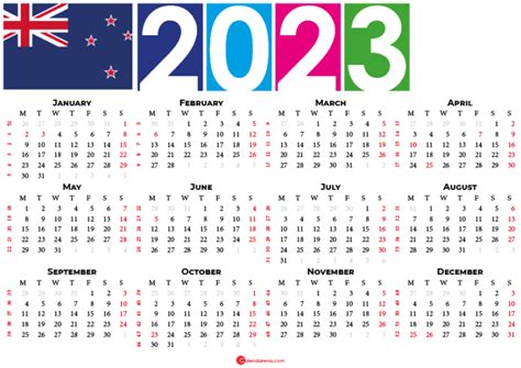 2023 Printable Calendar With New Zealand Holidays Free Printable
