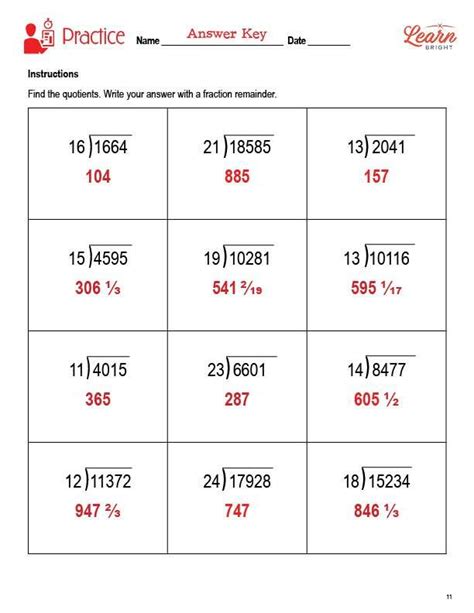 Worksheets On Dividing Multi-digit Numbers 6th Grade Pdf