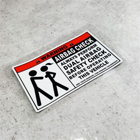 Funny Warning Car Window Sticker Decals Airbag Check Vehicle Safety
