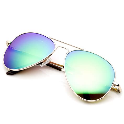 Premium Retro Metal Frame Flash Revo Mirrored Lens Aviator Sunglasses